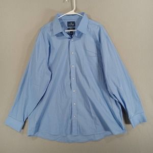 Stafford Shirt Mens 2XL 18 34 Blue Long Sleeve Button Up Dress Shirt